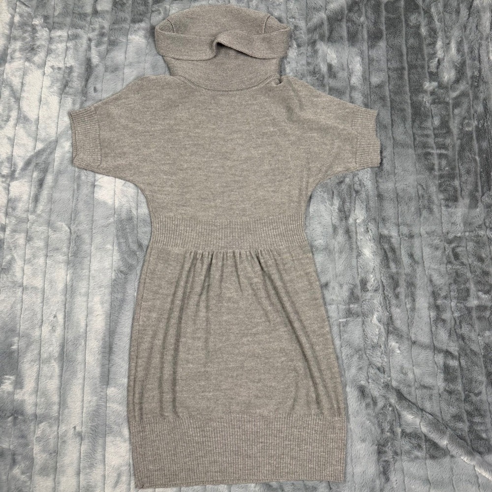 Ann Taylor LOFT Gray Wool Blend Cowl Neck Short Sleeve Sweater Dress Medium